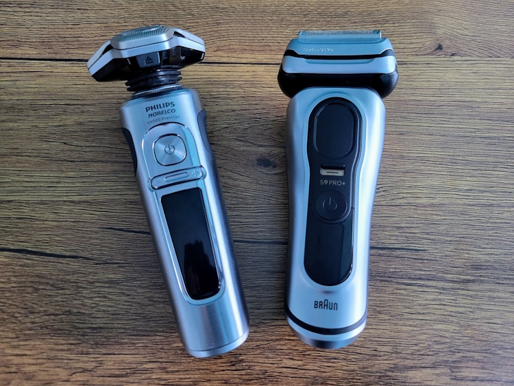 Braun Series 9 Pro and Philips S9000 Prestige next to each other on a table