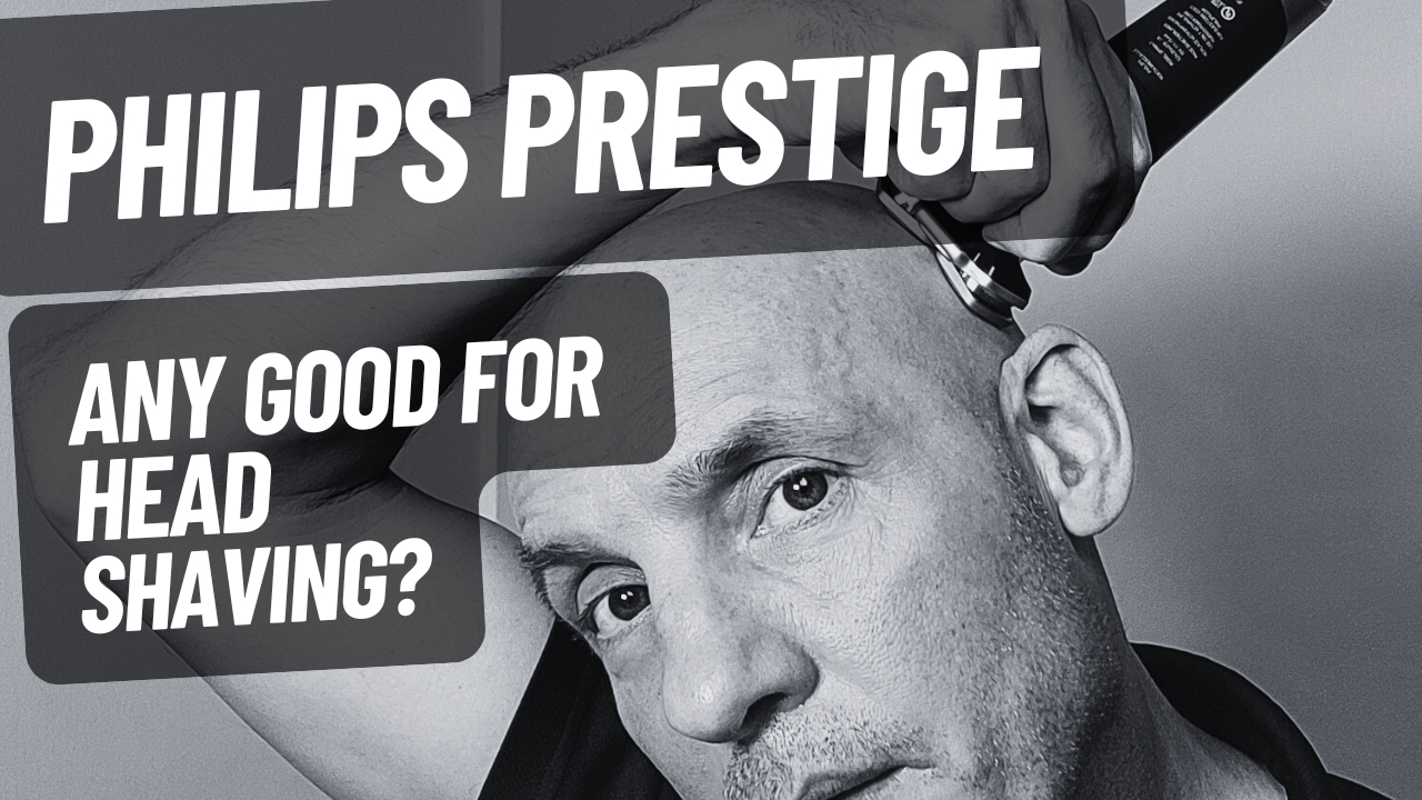 Jason Jones using Philips Prestige Head Shaving with text overlay