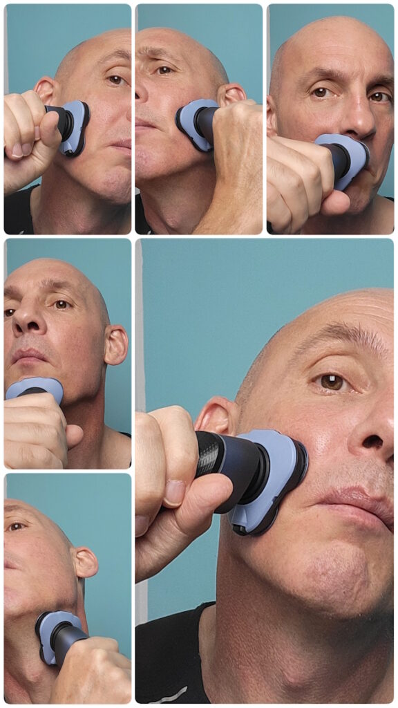 Collage of Jason Jones shaving with Philips 5000X shaver