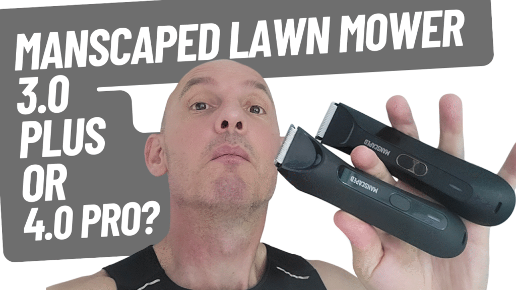 Manscaped Lawn Mower 3.0 plus and Manscaped Lawn Mower 4.0 Pro held in same hand