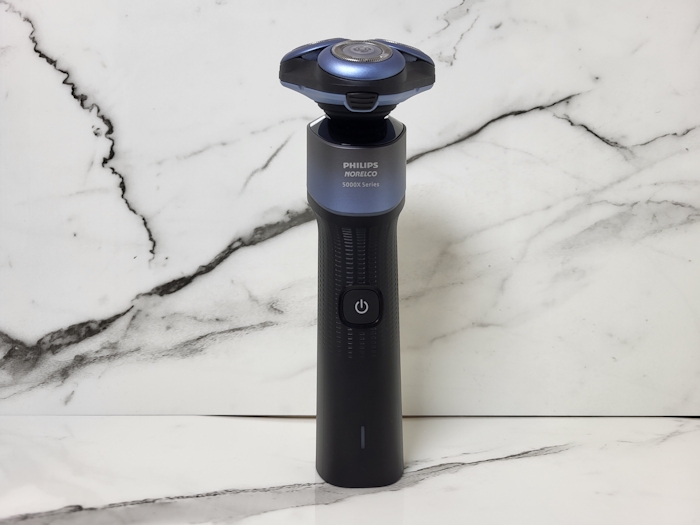 Philips 5000X Shaver standing upright on display