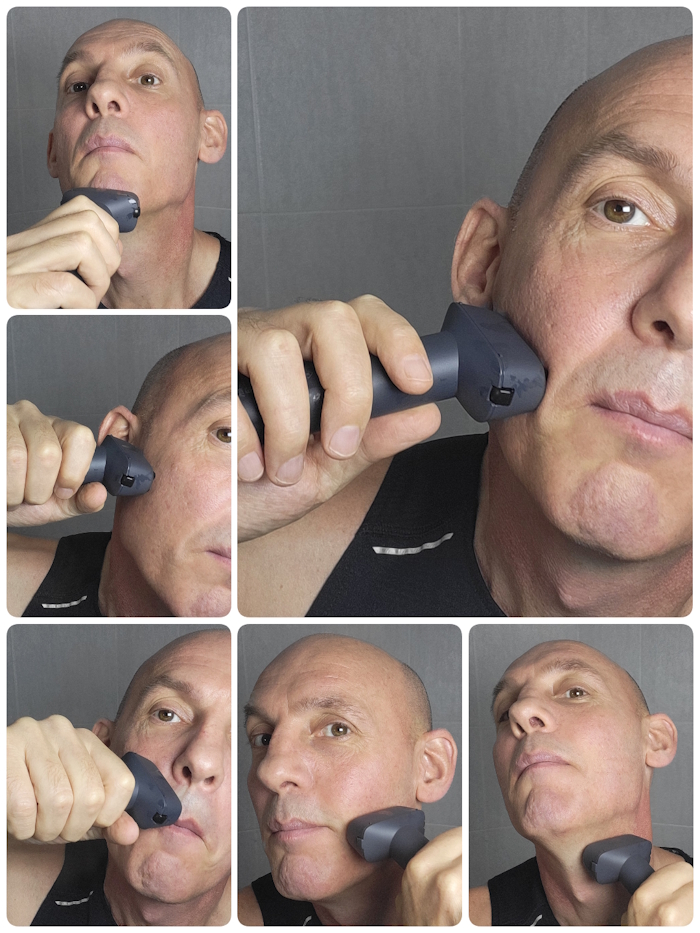 Jason Jones shaving with the Panasonic ES-RM3B collage