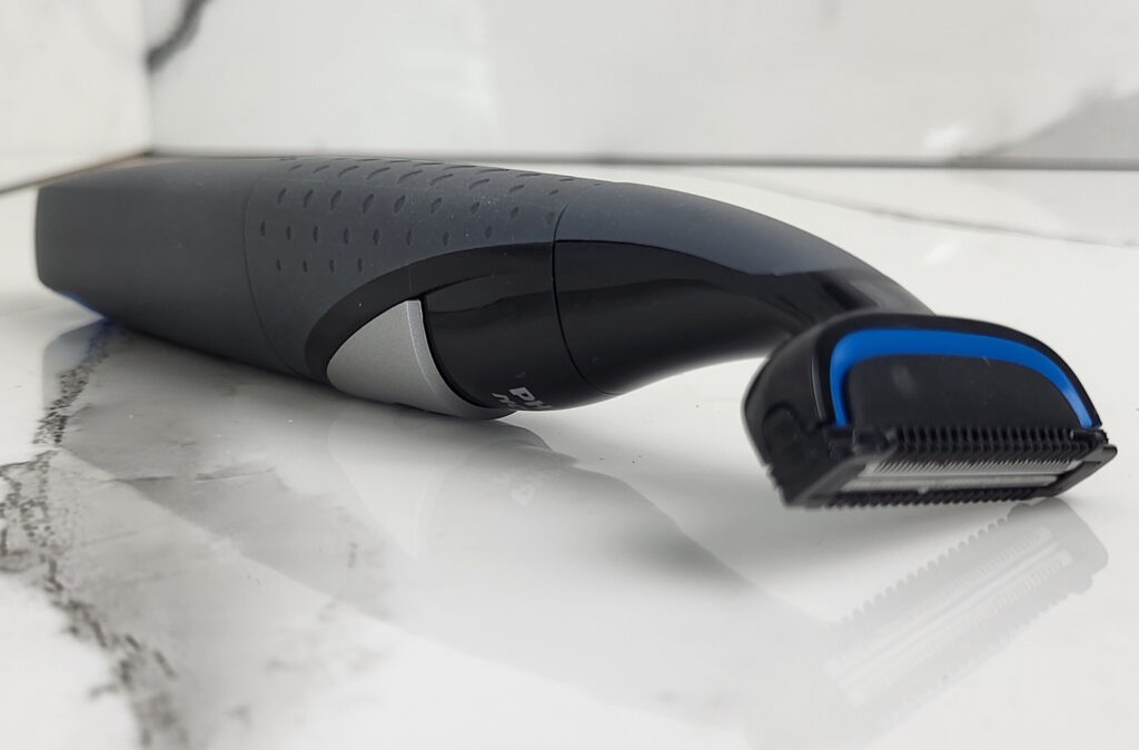 Philips Bodygroom 1100 Series laid down displayed with marble background