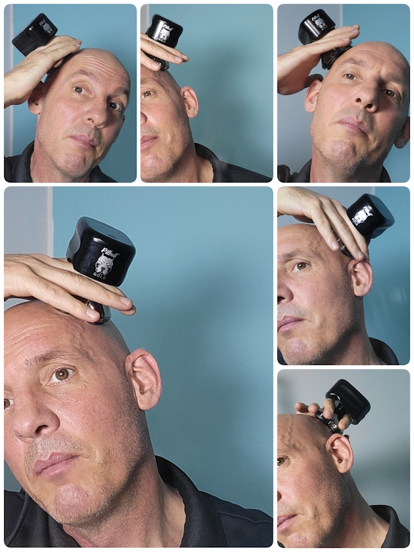 collage of Jason Jones shaving with the Pitbull Gold Pro GX5