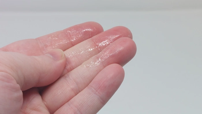 Scotch Porter Beard Oil on the hand to display how it appears