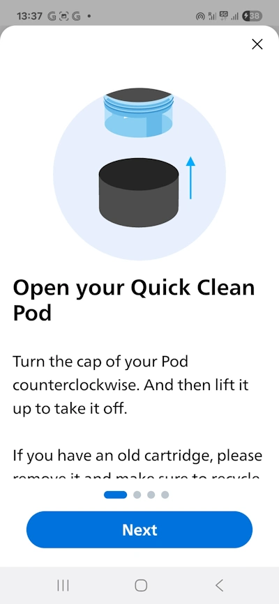 Philips x9000 Groomtribe app screenshot of it in use