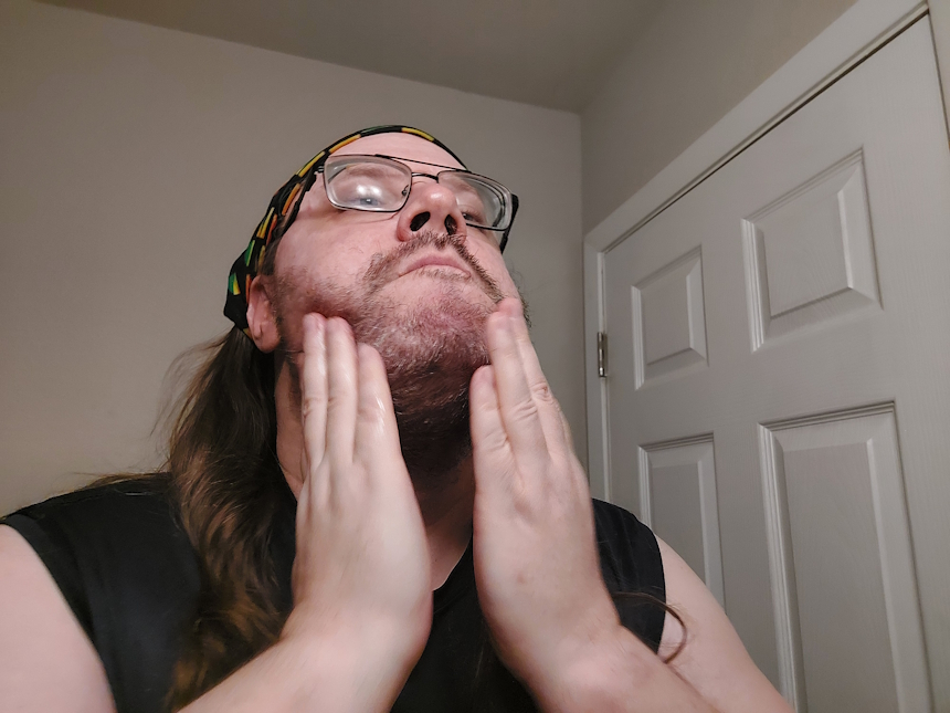 Robert using the Every Man Jack Aged Bourbon Beard Oil Robert using the Every Man Jack Aged Bourbon Beard Oil