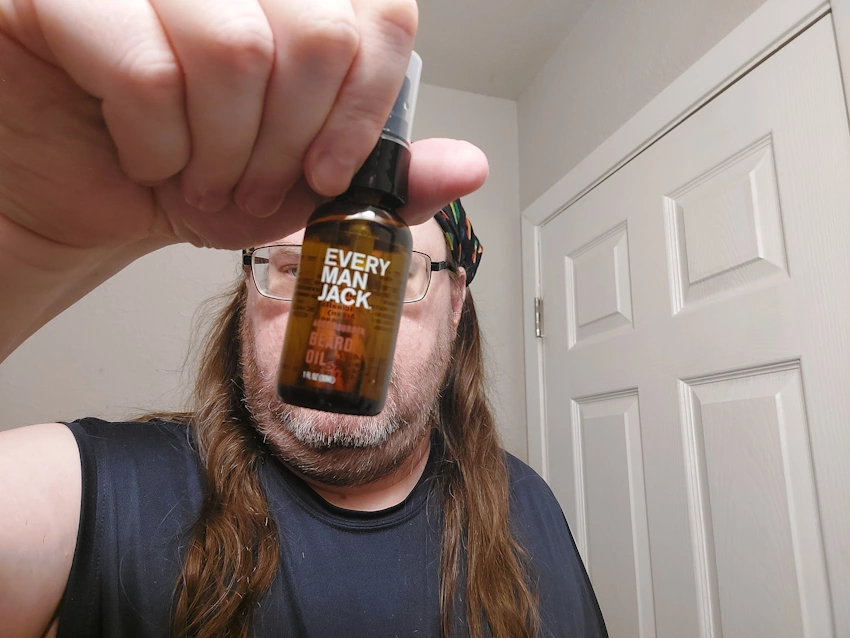 Robert using the Every Man Jack Aged Bourbon Beard Oil Robert using the Every Man Jack Aged Bourbon Beard Oil