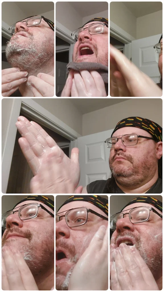 Robert using the Manscaped Beard Shampoo on his beard