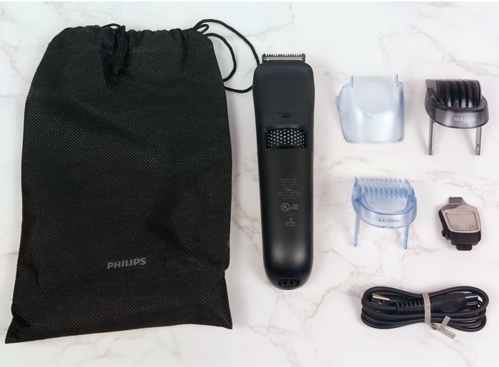 Philips Beard Trimmer Series 5000 Unboxed with all components laid out