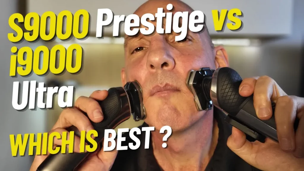 holding i9000 Ultra and S9000 Prestige on the face demonstrating a comparison