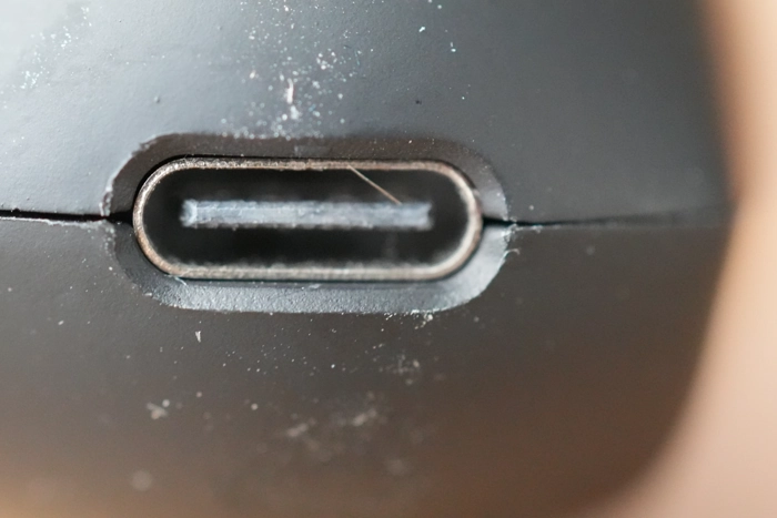 close up of Manspot groin and body trimmer charging port close up of Manspot groin and body trimmer charging port
