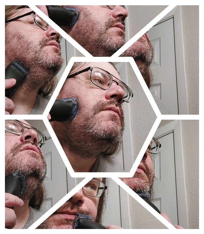collage of Robert using the Philips Beard Trimmer 3000 Series BG36