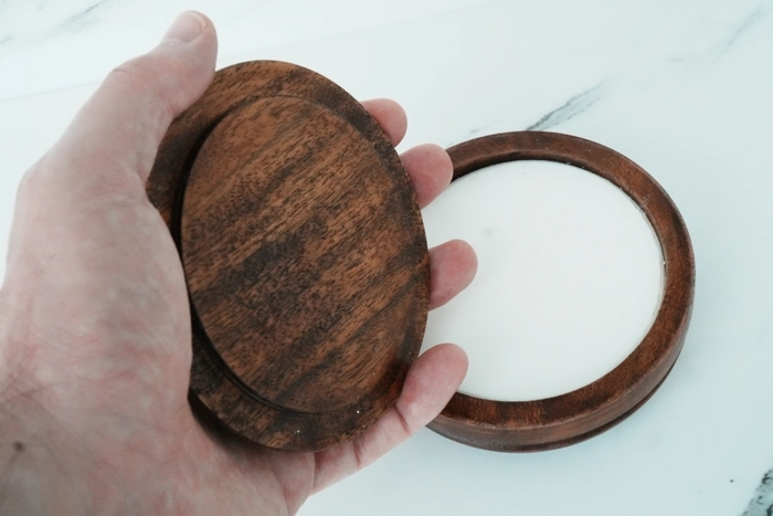 Truefitt and Hill Aspley Shaving Soap in Bowl with the lid taken off