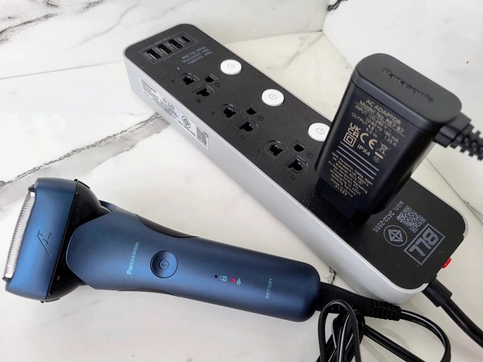 Panasonic ES-LT4B 700 Series shaver plugged in and on charge