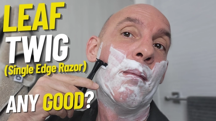 shaving with Leaf Twig Single Edge Razor